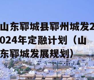 郓城县发展和改革局最新发展规划深度解析